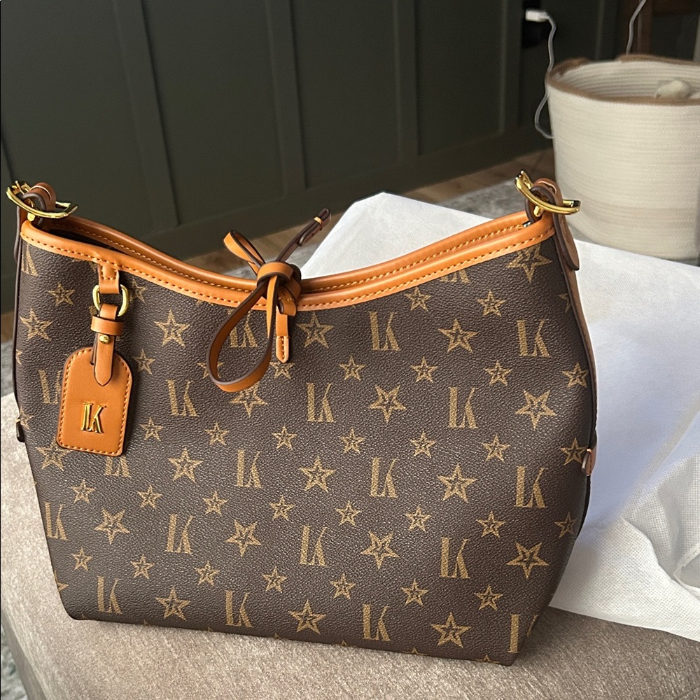 Source Unknown Brown And Tan Monogram Shoulder Bag - image 1